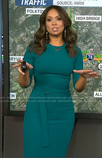 Adelle's teal green belted dress on Today