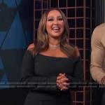 Adrienne’s black off-shoulder mini dress on E! News