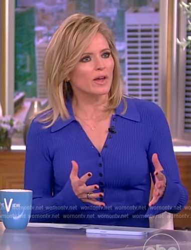Sara's blue ribbed polo dress on The View