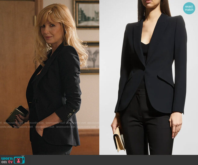 Alexander McQueen Classic Single-Breasted Suiting Blazer in Black worn by Beth Dutton (Kelly Reilly) on Yellowstone