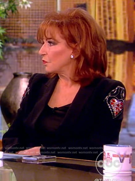 Joy’s black heart embellished blazer on The View