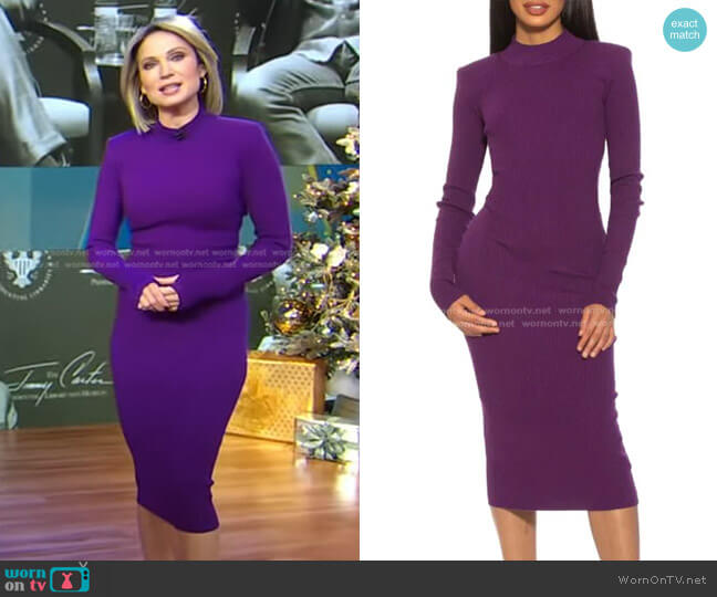 Wornontv Amys Purple Ribbed Knit Dress On Good Morning America Amy Robach Clothes And 