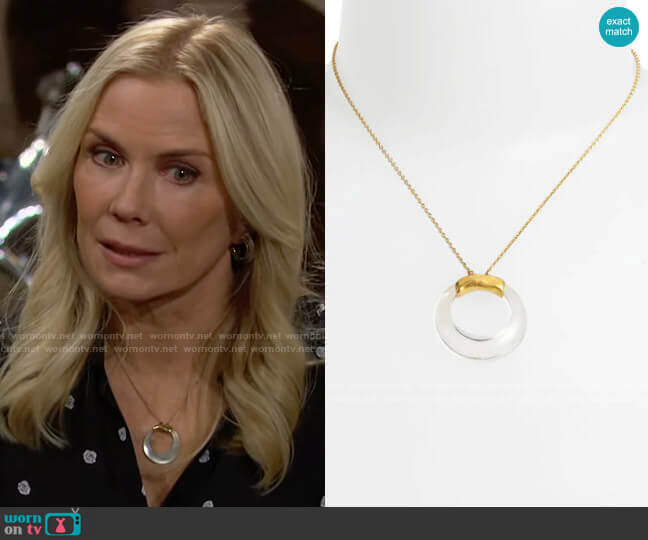 Alexis Bittar Lucite® Clear Open Circle Pendant Necklace worn by Brooke Logan (Katherine Kelly Lang) on The Bold and the Beautiful