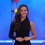 Alexis’s black one-sleeve dress on The Price is Right