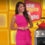 Alexis’s pink front ruffle dress on The Price is Right