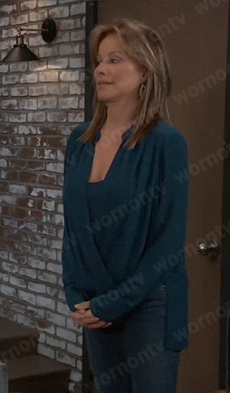 Alexis's teal green wrap blouse on General Hospital