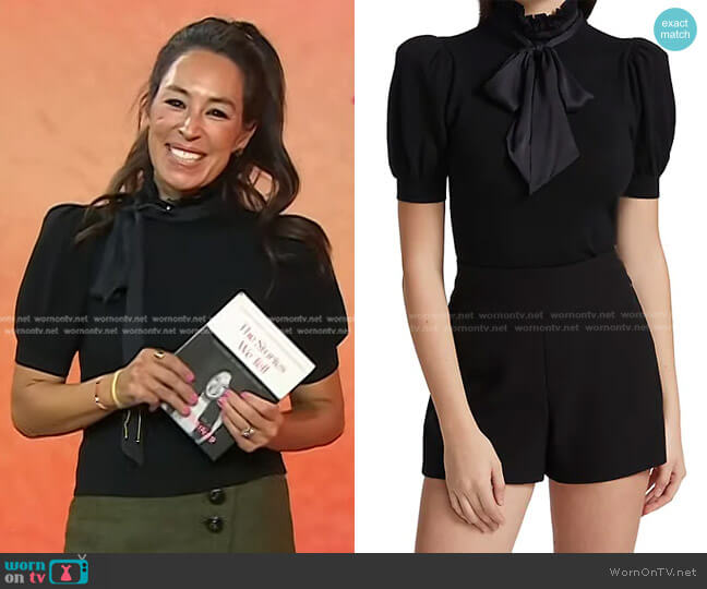Alice + Olivia Chase Puff Sleeve Ruffle Neck Sweater worn by Joanna Gaines on Today