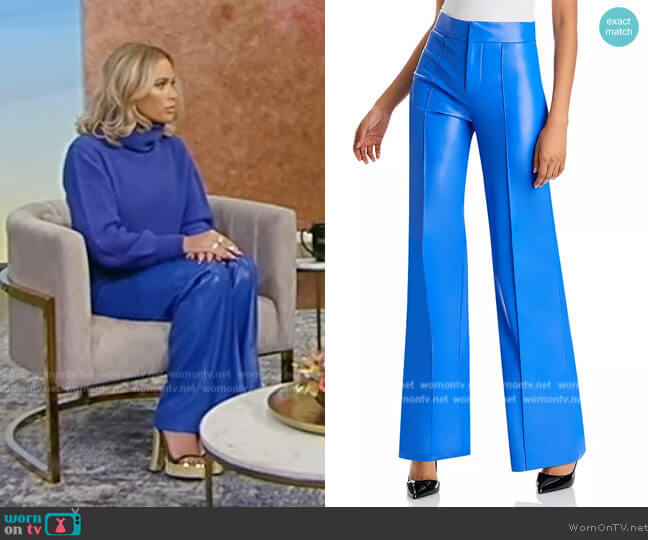 Alice + Olivia Dylan Faux Leather Wide Leg Pants worn by Teddi Mellencamp Arroyave on Tamron Hall Show