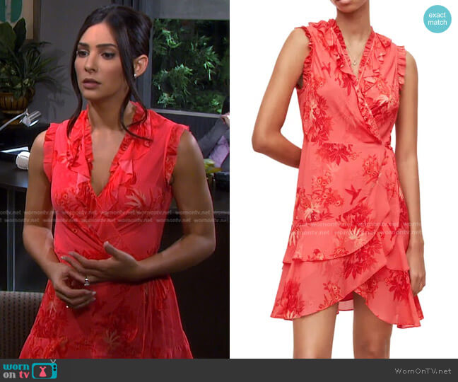 All Saints Ari Floral Print Wrap Dress worn by Gabi Hernandez (Camila Banus) on Days of our Lives