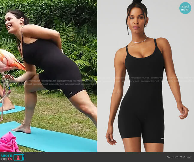 Alo Yoga Seamless Ribbed Mellow Onesie worn by Donna Farizan on Today