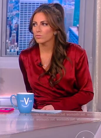 Alyssa's red satin wrap dress on The View