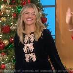 Amanda’s velvet bow embellished dress on The Talk