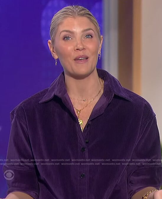 Amanda’s purple corduroy shirt and pants on The Talk