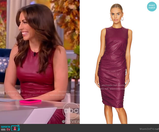 WornOnTV: Alyssa’s burgundy leather midi dress on The View | Alyssa ...