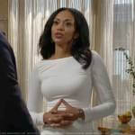 Amanda’s white long sleeved dress on The Young and the Restless
