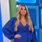 Amber’s blue wrap dress on The Price is Right