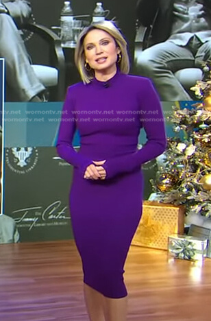 Amy's purple ribbed knit dress on Good Morning America