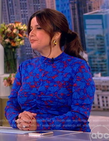 Ana’s blue floral ruched dress on The View