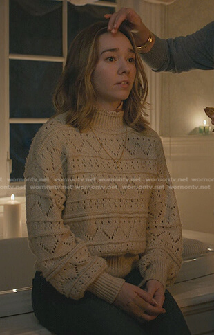 Angelina’s beige open knit sweater on Manifest
