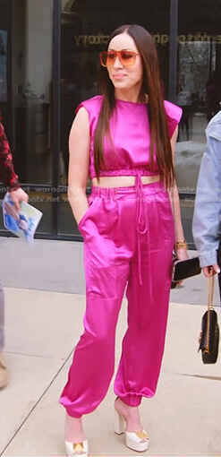 Angie's pink cropped top and pants on The Real Housewives of Salt Lake City