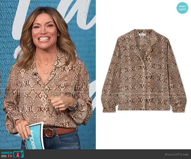 Anine Bing Lilah Silk Blouse worn by Kit Hoover on Access Hollywood