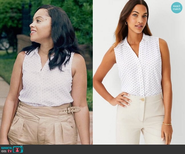 Ann Taylor Dot Sleeveless Essential Shirt worn by Darla (Bianca Lawson) on Queen Sugar