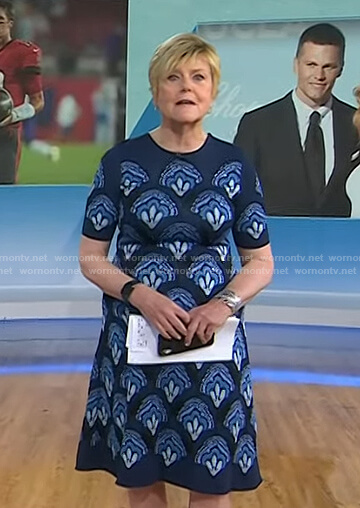 Anne Thompson's blue printed midi dress on Today