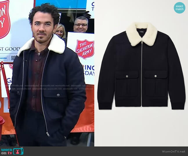 A.P.C. Ben Shearling-Trimmed Blouson Jacket worn by Kevin Jonas on Today