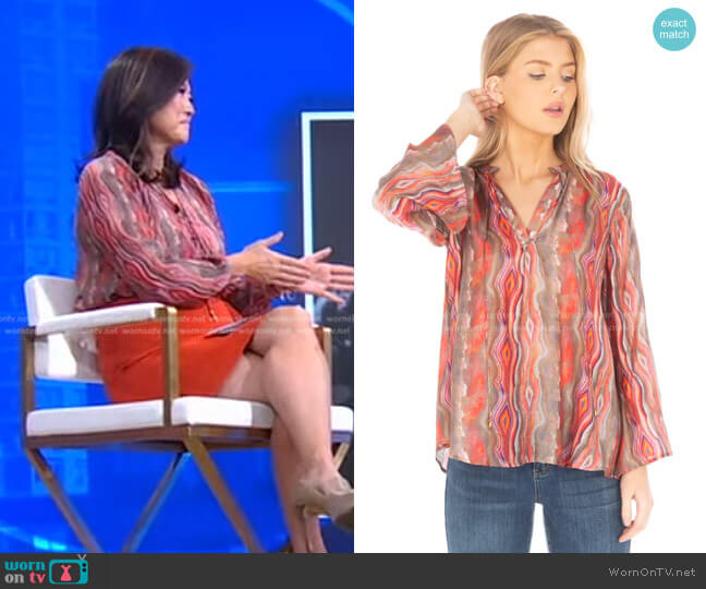 APNY V-Neck with Tassel & Bell Sleeve worn by Juju Chang on Good Morning America