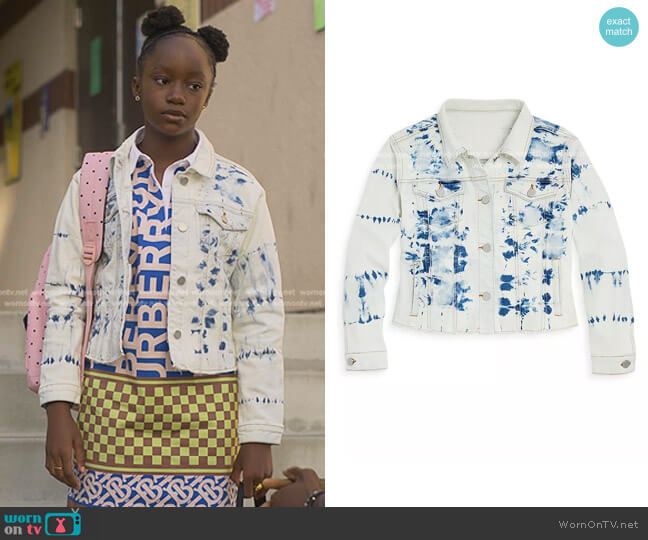 Aqua Girls' Tie Dyed Denim Jacket worn by Naima Stewart (Aderinsola Olabode) on Reasonable Doubt