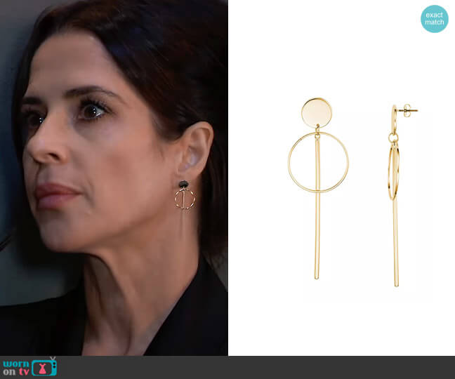 Aqua Disc, Circle and Bar Drop Earrings worn by Sam McCall (Kelly Monaco) on General Hospital