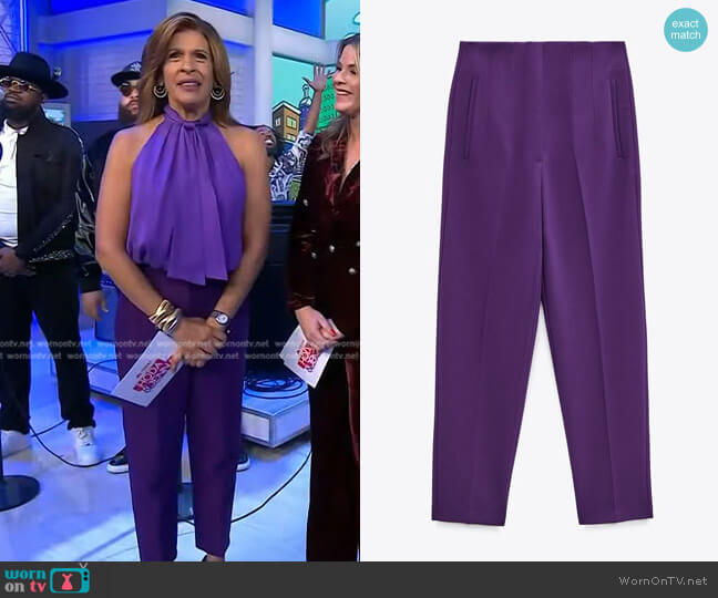 Zara High-Waisted Pants in Purple worn by Hoda Kotb on Today