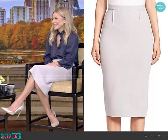 Roland Mouret Arreton Wool Pencil Skirt worn by Kelly Ripa on Live with Kelly and Ryan