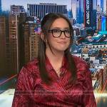 Savannah Sellers’s red printed satin wrap dress on NBC News Daily