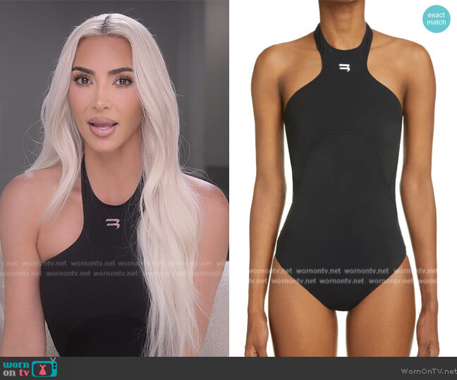 Balenciaga Halter Sporty One-Piece Swimsuit worn by Kim Kardashian (Kim Kardashian) on The Kardashians