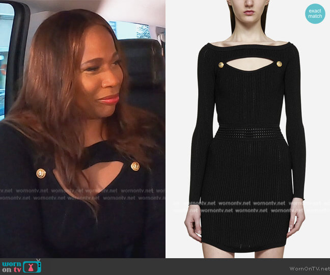 Balmain  Black Cut-out Knit Mini Dress worn by Charrisse Jackson on The Real Housewives of Potomac