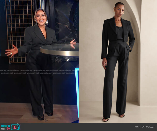 Banana Republic Cara Cropped Tuxedo Jacket and Pant worn by Adrienne Houghton on E! News