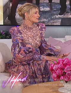 Beth Behrs’ floral lace mini dress on The Jennifer Hudson Show