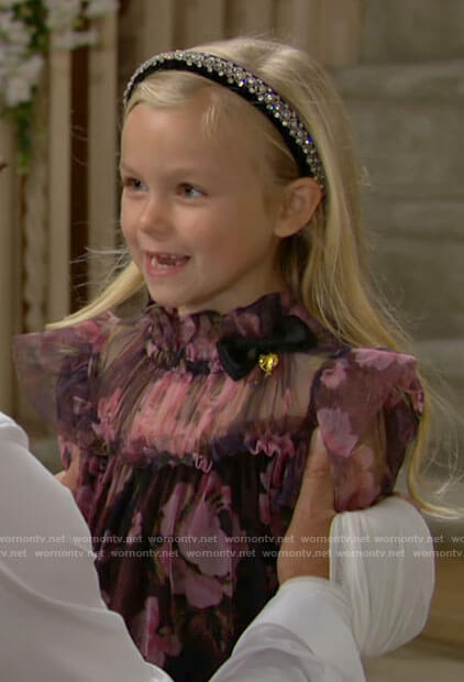 Kelly’s floral dress with bow tie on The Bold and the Beautiful