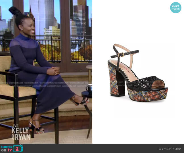 WornOnTV: Lupita’s blue mesh panel dress on Live with Kelly and Ryan ...