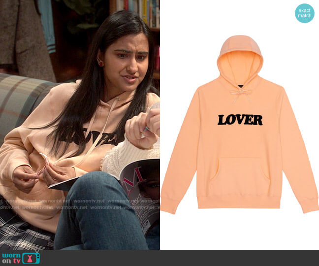 Bianca Chandon Lover Hoodie worn by Bela Malhotra (Amrit Kaur) on The Sex Lives of College Girls