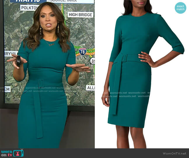Black Halo Emma Dress in Jade worn by Adelle Caballero on Today