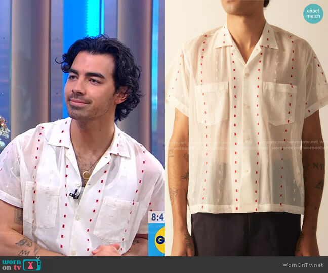 Bode Duo Dot Mesh Short Sleeve Shirt worn by Joe Jonas on Good Morning America