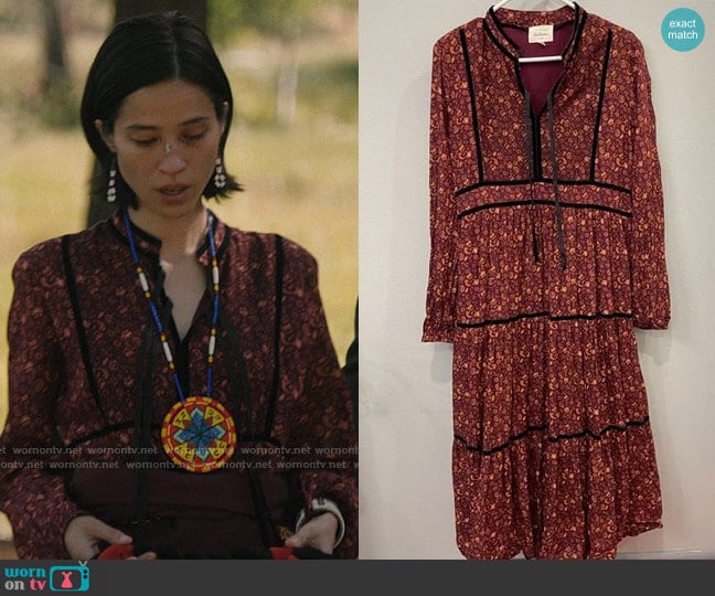 Bohme Velvet Tie Dress worn by Monica Dutton (Kelsey Asbille) on Yellowstone