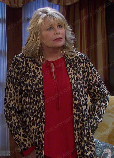 Bonnie's red blouse and leopard blazer on Days of our Lives