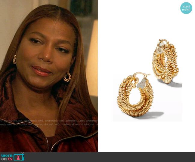 Bottega Veneta Gold Twist Earrings worn by Robyn McCall (Queen Latifah) on The Equalizer
