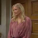 Brooke’s pink draped blouse on The Bold and the Beautiful