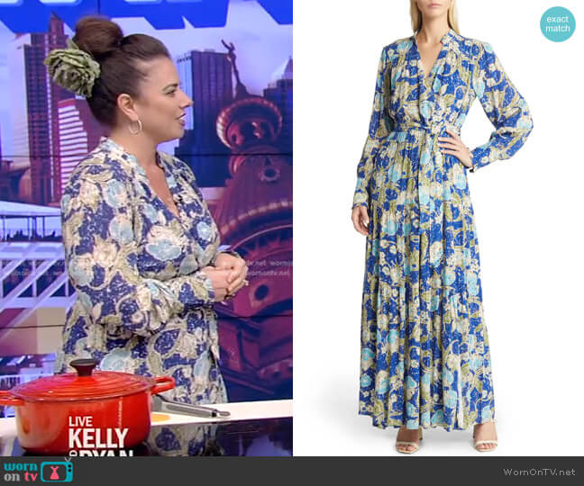 BTFL-life  Anniki Floral Long Sleeve Maxi Wrap Dress worn by Andrea Gonzmart Williams on Live with Kelly and Mark