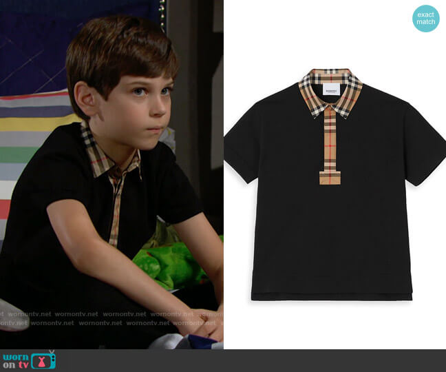 Burberry Johane Vintage Check-Trim Polo Shirt worn by Douglas Forrester (Henry Samiri) on The Bold and the Beautiful