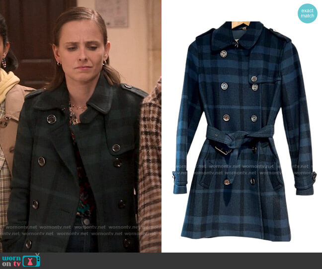 Burberry Brit Checked Wool Coat worn by Kimberly Finkle (Pauline Chalamet) on The Sex Lives of College Girls